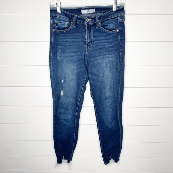KanCan Denim - KanCan High Rise Skinny Distressed Raw Hem Stretch Jeans Dark Wash Size 7/27